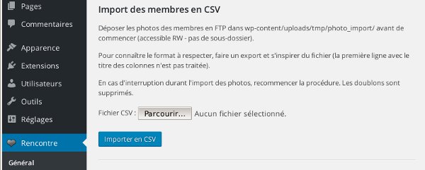 Plugin Rencontre - Import en CSV